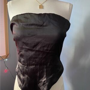 SHEIN Black Satin Crop Top